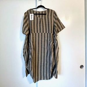 Minibee Women's Ruffle Oversize Casual Midi Dress with Pockets